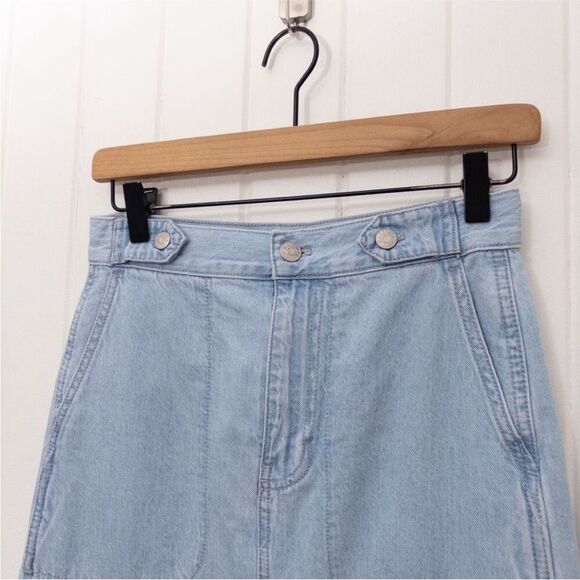 Madewell Size 24 Denim Tab Waist A - Line Midi Skirt in Lynnhaven Wash - Picture 5 of 12